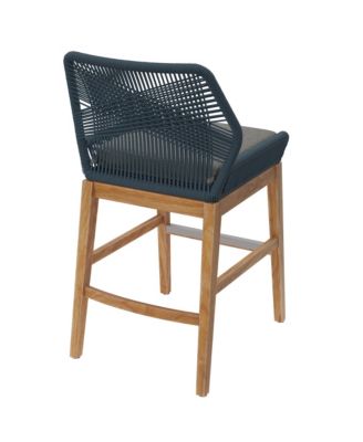 Wellspring Outdoor Patio Teak and Rope Counter Stool