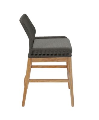 Wellspring Outdoor Patio Teak and Rope Counter Stool