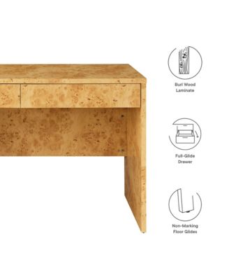 Hudson 2-Drawer Burl Wood Desk