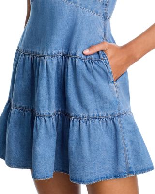 Mila Deep V Twist Front Denim Mini Dress
