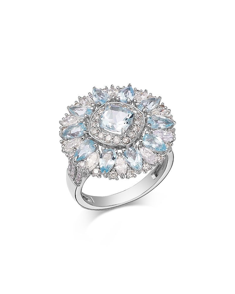 Bloomingdale's Fine Collection Aquamarine & Diamond Statement Ring in 14K White Gold