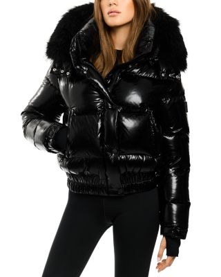 Luxe Stormi Shearling Trim Hooded Down Coat