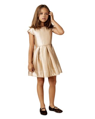 Girls' REISS Girls' Nia Metallic Pleated Cap Sleeve Dress - Big Kid