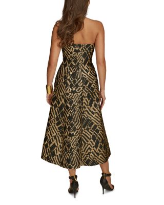 Jacquard Strapless Fit and Flare Dress