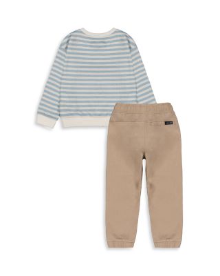 Boys' Striped Sweatshirt & Stretch Twill Jogger Pants Set - Little Kid