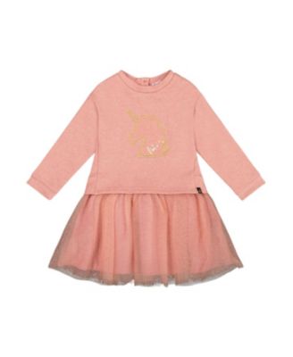 Girls' Bi-Material Dress with Mesh Skirt - Little Kid
