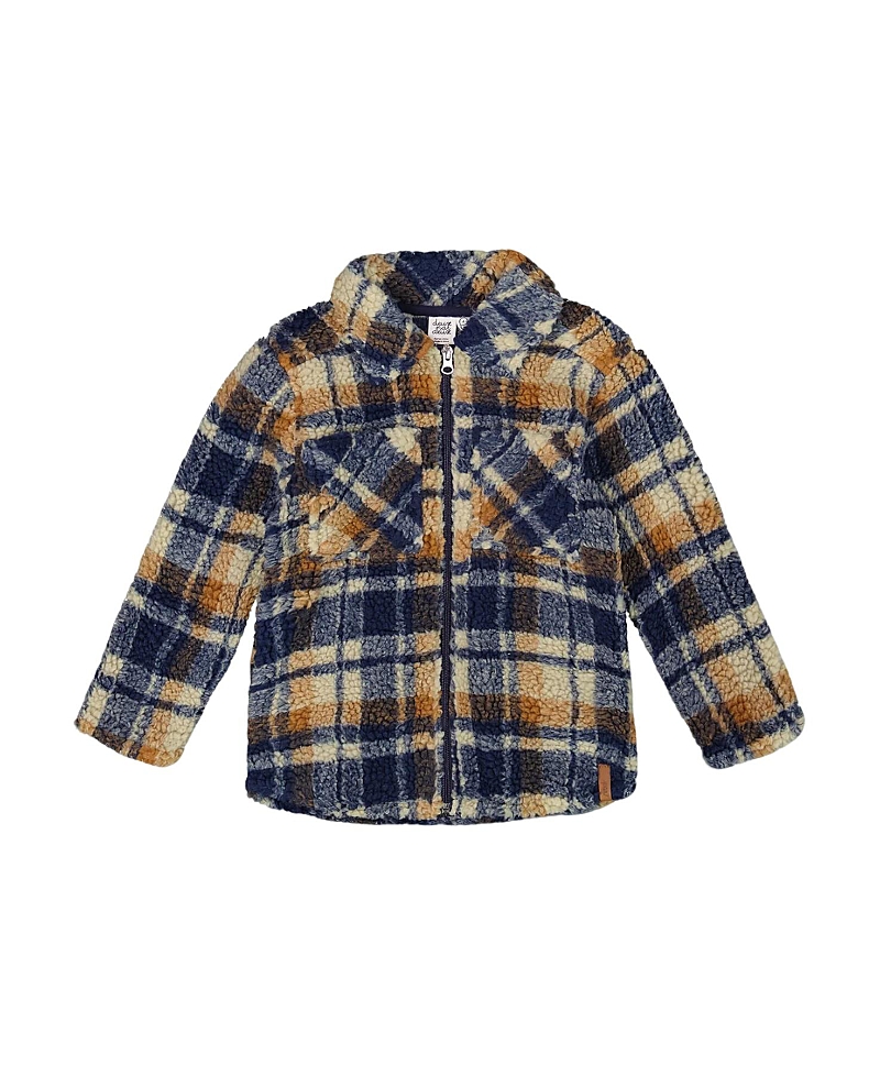 Deux Par Deux Long Sleeve Zip Front Overshirt In Blue