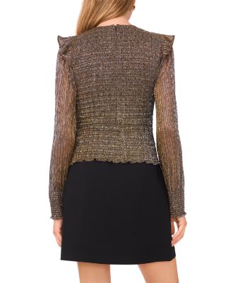 Smocked Ruffle Shoulder Blouse