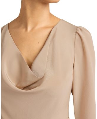 Piper Long Sleeve Cowl Neck Silk Dress