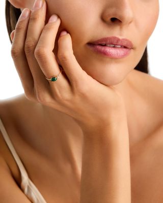 14K Yellow Gold Malachite & Diamond Wire Ring