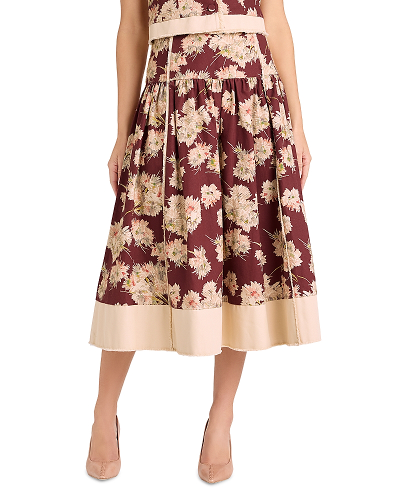 Cinq À Sept Cinq A Sept Mae Bouquet Aura Midi Skirt In Burgundy
