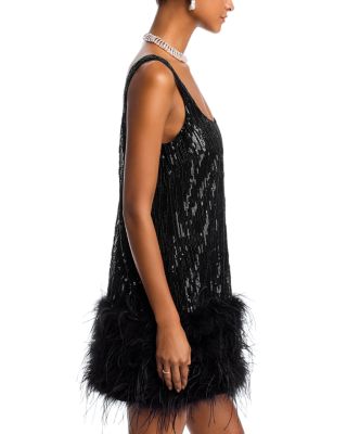 Ostrich Feather Sequin Mini Dress - Exclusive