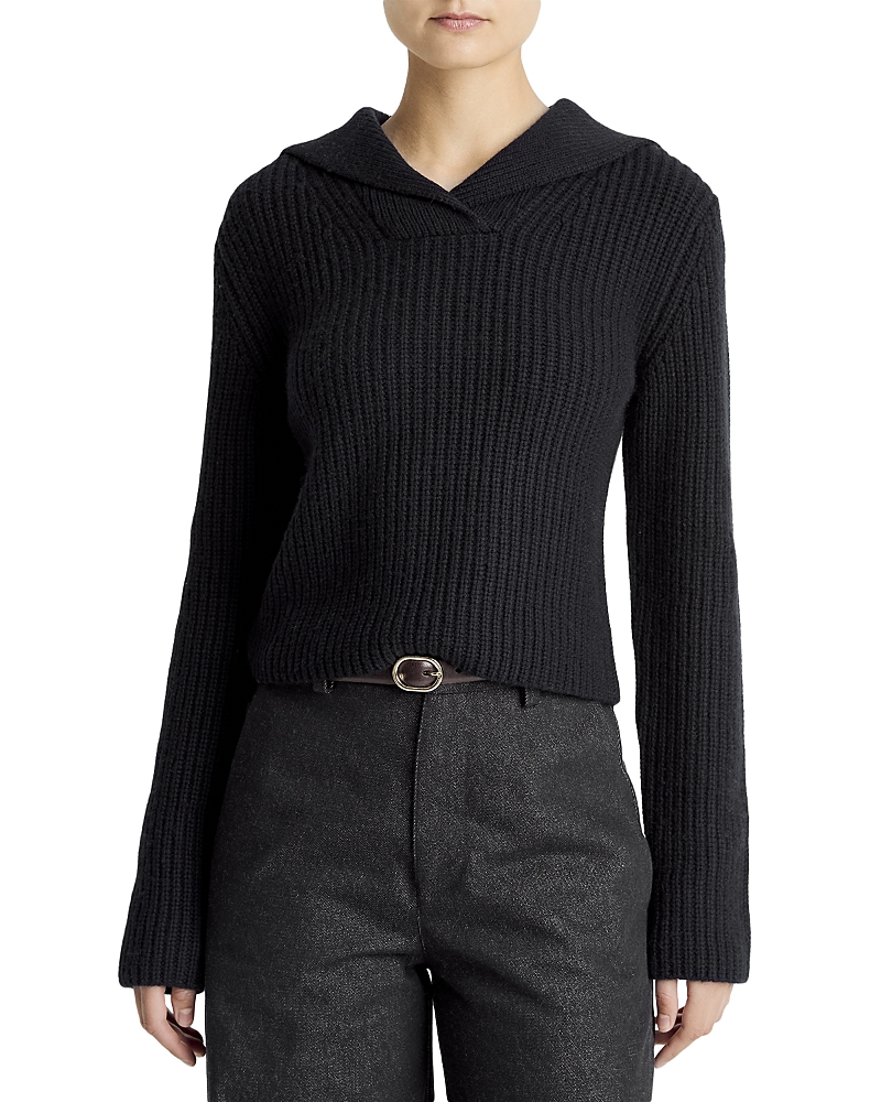 Vince Ribbed Sailor Collar Sweater In Blue