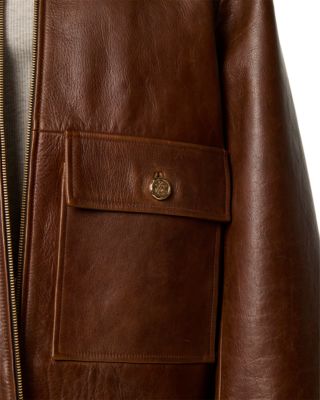Leather Jacket with Storm Flap