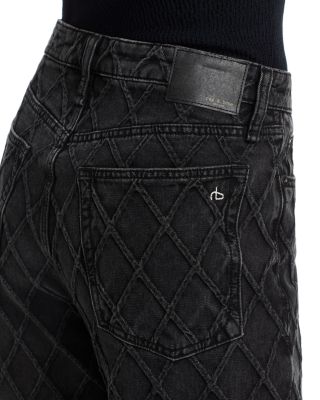 Logan High Rise Wide Leg Jeans in Quited Black