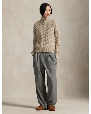 Cable Wool Cashmere Polo Collar Sweater