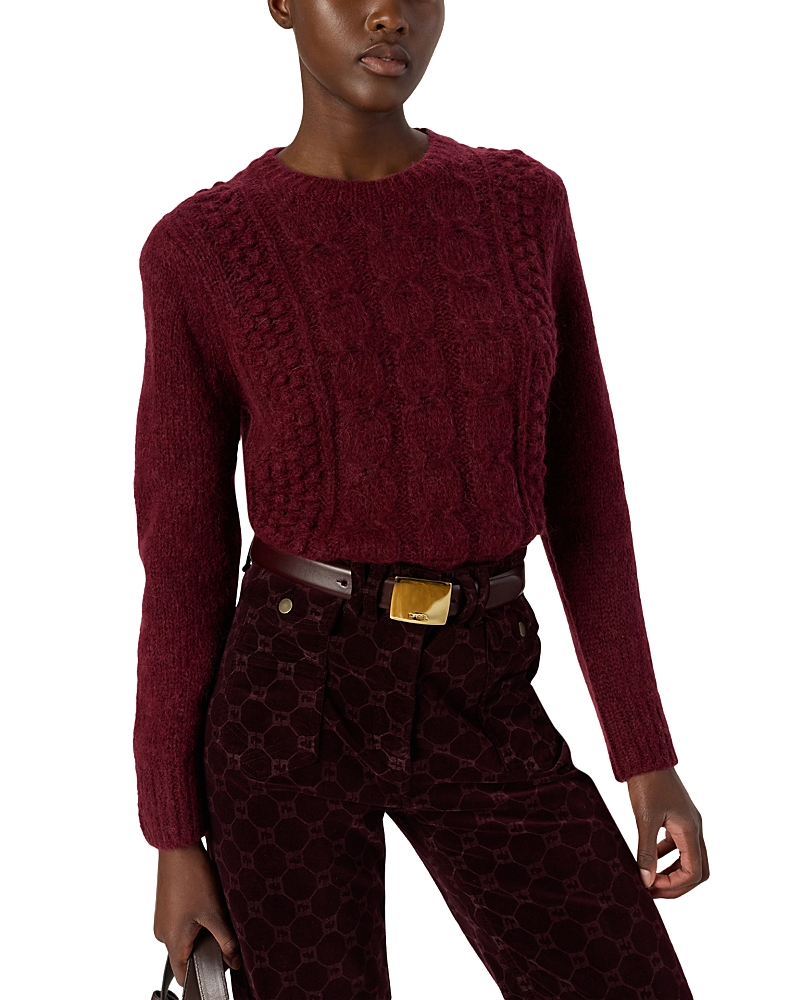 Gerard Darel Esperanza Textured Knit Sweater In Burgundy
