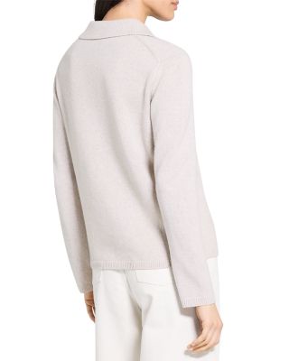 Relaxed Button Up Sweater Shirt in Cashmere Blend