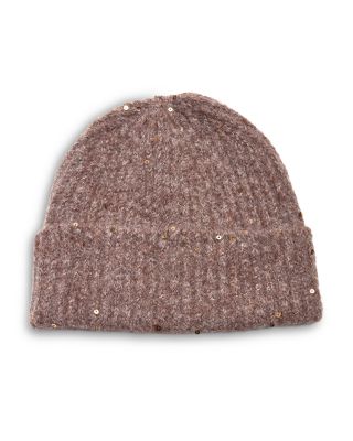Sequined Rib Knit Cuffed Hat