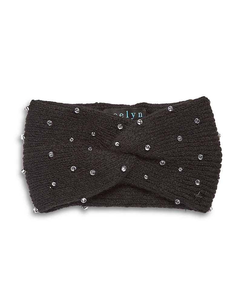Jocelyn Crystal Bead Knit Headband In Black