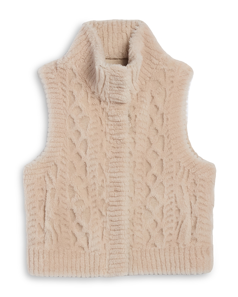 Jocelyn Sheared Wool Cardigan Vest In Brown