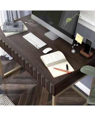 Prelli Steel Base 1-Drawer Writing Desk with USB Port and Outlet