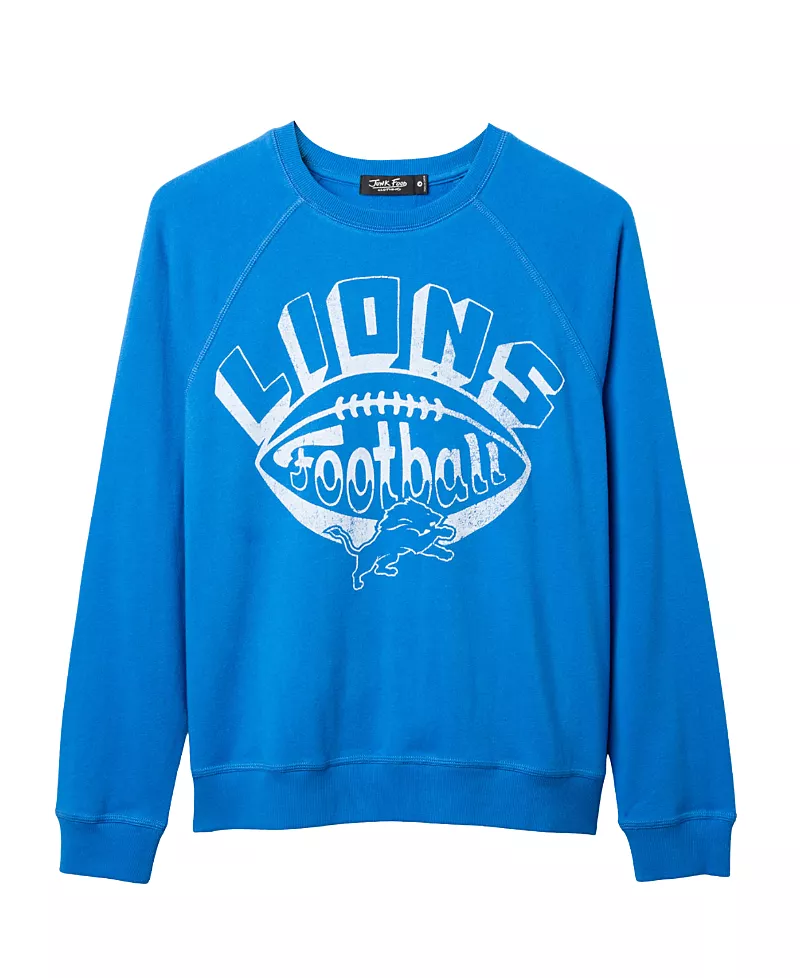 Junk Food Clothing Women's Nfl Detroit Lions Football Raglan Crew Fleece