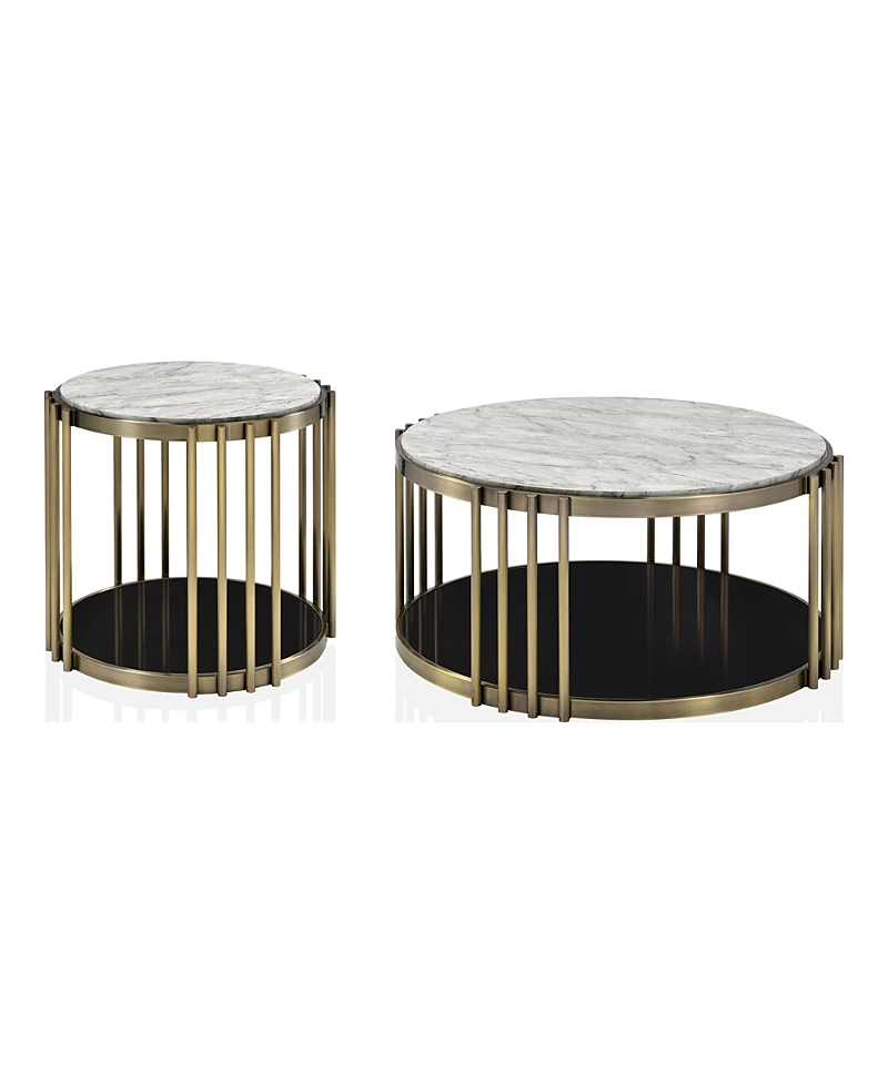 Furniture Of America Athens Steel Frame Coffee Table Set With Open Shelf, Set Of 2 In Gold