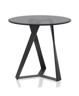 Webbe 24" O-Shaped Round Glass Top End Table