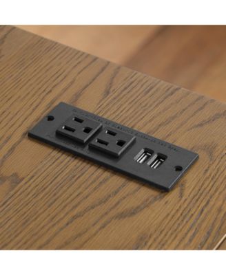 Hudson Steel L-Shape Corner Desk with USBs and Outlets