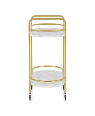Caria Steel Serving Cart with Faux Marble Shelving Units