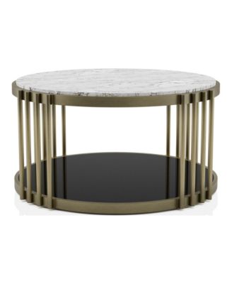 Athens 38" Steel Frame 1-Shelf Round Coffee Table