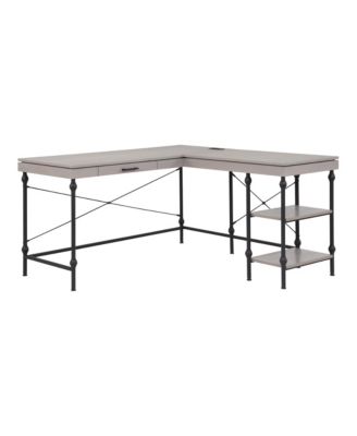 Hudson Steel L-Shape Corner Desk with USBs and Outlets