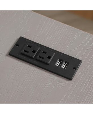 Hudson Steel L-Shape Corner Desk with USBs and Outlets