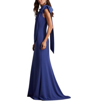 Cassia Bow-Shoulder Crepe Gown