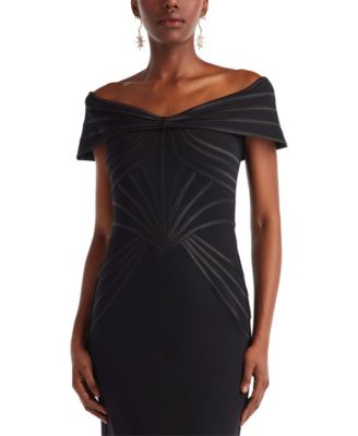 Meridian Sundial Off-Shoulder Gown