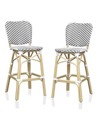 Colfer Aluminum and PE Wicker Patio Bar Chairs, Set of 2