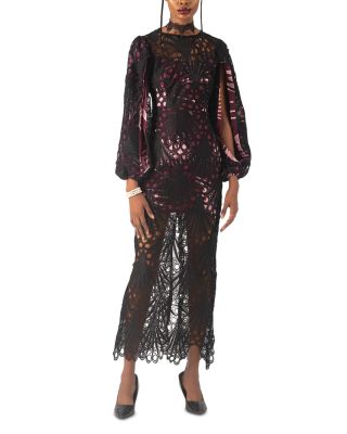 Monife Lace Overlay Split Sleeve Dress