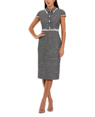 Mac Duggal Cap Sleeve Boucle Midi Dress | Bloomingdale's