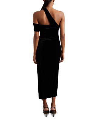 Dalia Velvet One Shoulder Midi Dress