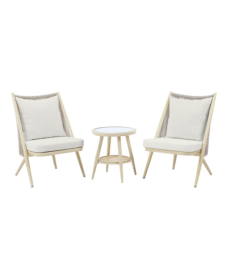 Furniture Of America Wolcott Aluminum 1-open Shelf Patio Table And Chairs, Set Of 3 In Gray