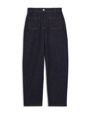 Marcie Straight Patch Pocket Jeans in Dark Blue