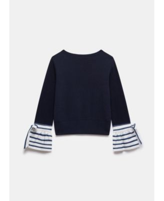  Women's Cotton Blend Striped Cuff Sweater