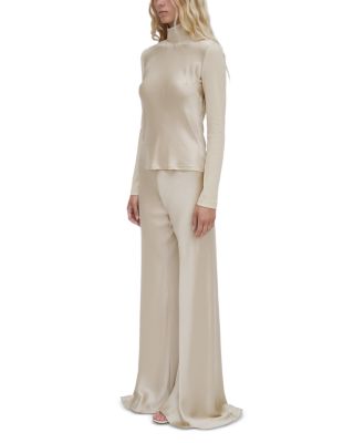 Silk Bias Cut Wide Leg Pants