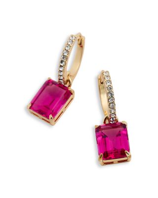 Stone Drop Huggie Earrings