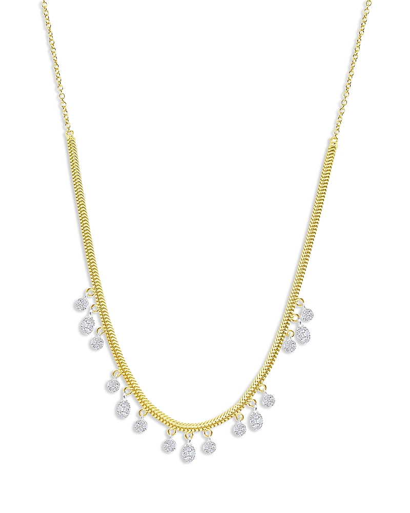 Meira T Diamond Dangle Snake Chain Collar Necklace In 14k White & Yellow Gold, 16-18 In Gold