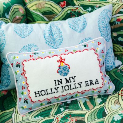 Holly Jolly Era Needlepoint Pillow