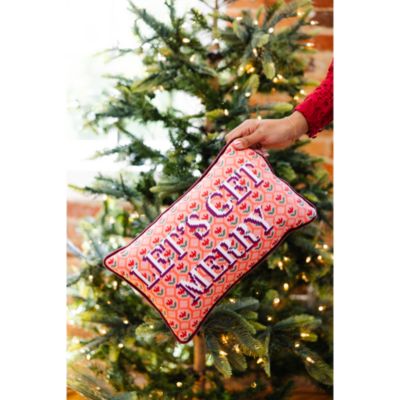 Let&#39;s Get Merry Needlepoint Pillow