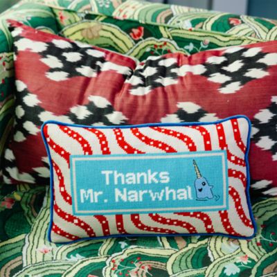 Narwhal Needlepoint Pillow