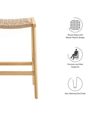 Saoirse Woven Rope Wood Counter Stool, Set of 2